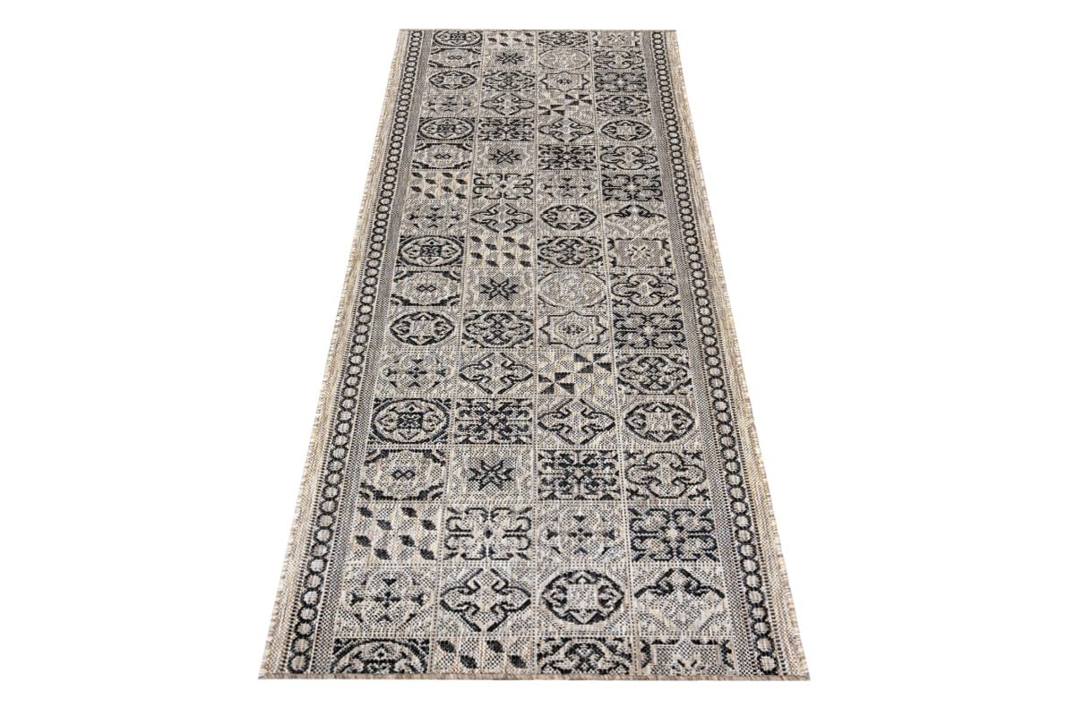 Mazovia In-& Outdoor Läufer Balkon 100x500cm Creme Patchwork Wetterfest | In-& Outdoor Teppichläufer für Flur Küche Terrasse Garten Beige Pflegeleicht UV-Beständig Wasserabweisend Verkauf pro Meter