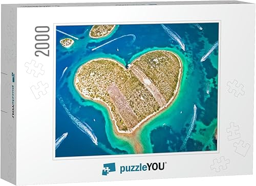 Isla de Galesnjak en forma de corazón en el archipiélago de Zadar AER... rompecabezas rompecabezas con 2000 piezas