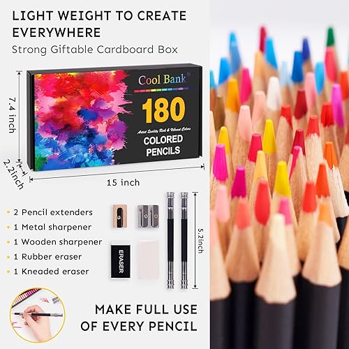 Miniatura 4 de 180 lápices de colores profesionales juego de lápices de artistas para colorear libros núcleo suave de artista de primera calidad con colores