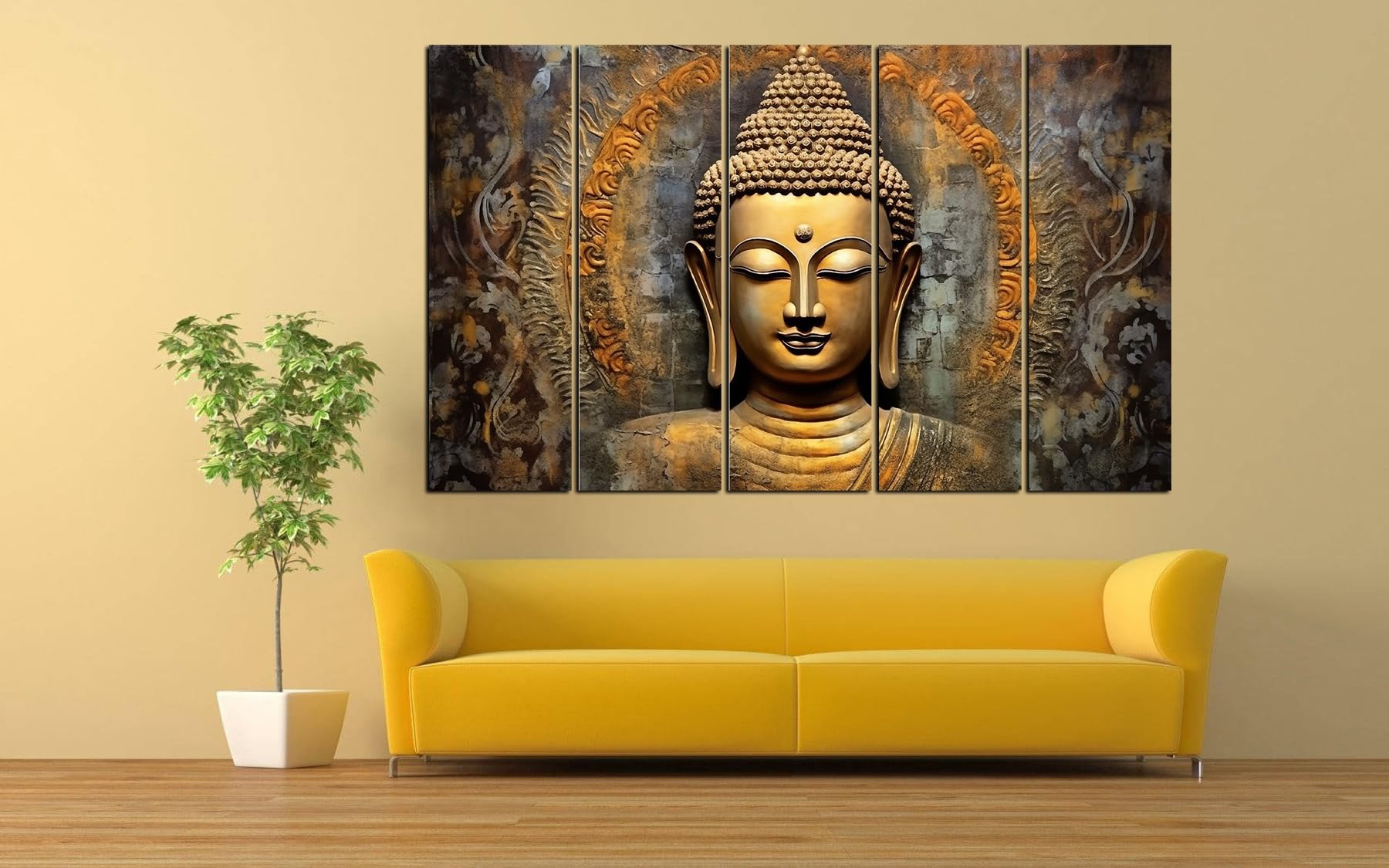 KYARA ARTS wooden framed, Buddha wall painting with frame multicolor 30 inch x 50 inch set of 5… (Design-3) (B07PRCMN6T) Amazon Price History, Amazon Price Tracker