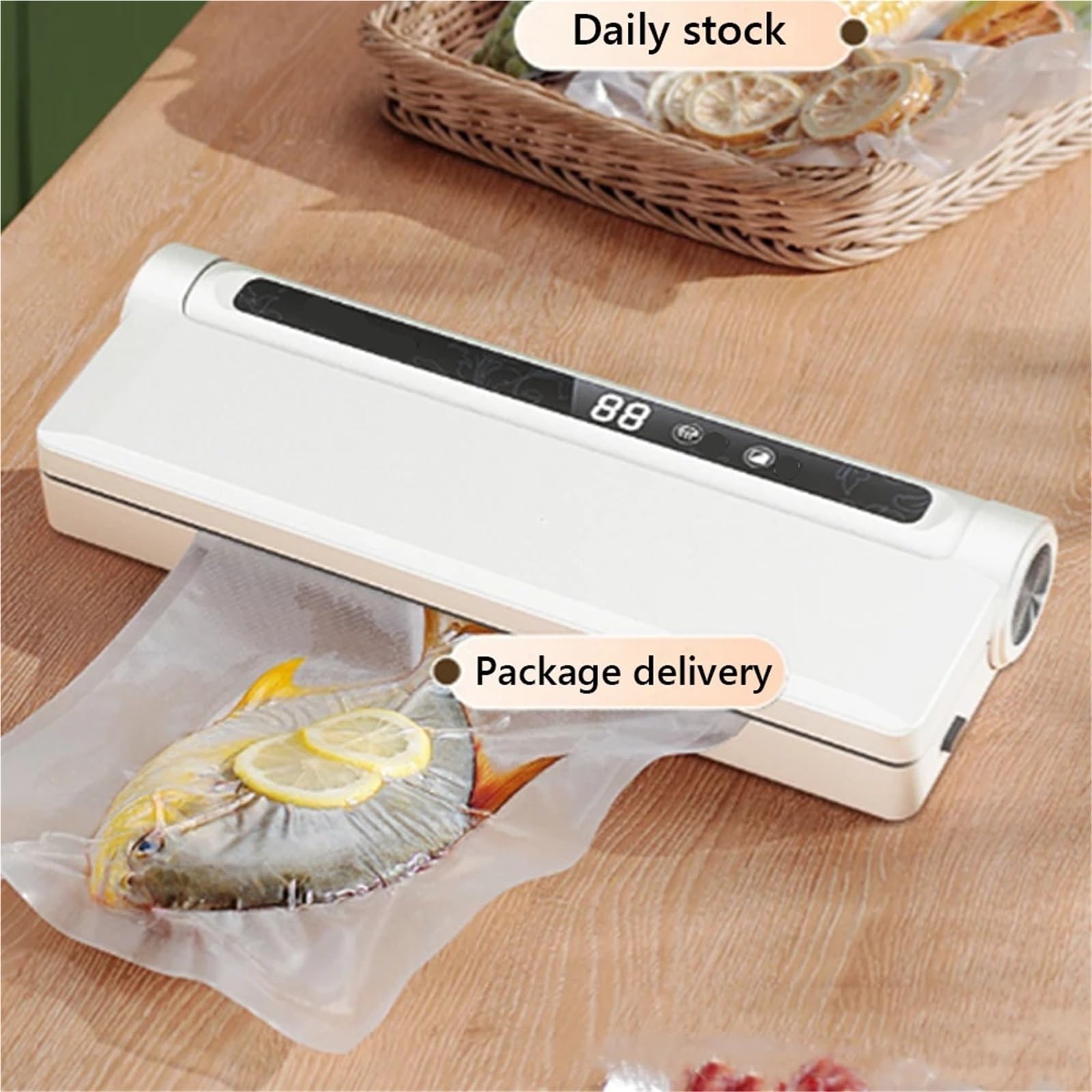 Selladora al vacío, Máquina Selladora Al Vacío De Alimentos Con Un, Operación Inteligente 20 Bolsas Secas Y Húmedas Para Empaquetar,para conservar carne, pescado, frutas y verduras