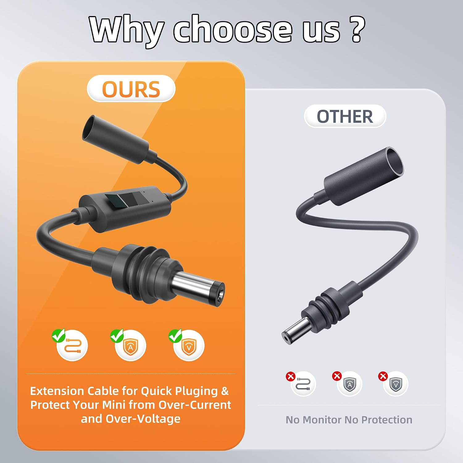 Starlink Mini & Gen 3 DC Cable Coupler with Voltmeter, Starlink Mini Power Cable Extension DC Male to Female Protection from Over-Current and Over-Voltage 0.2M Waterproof