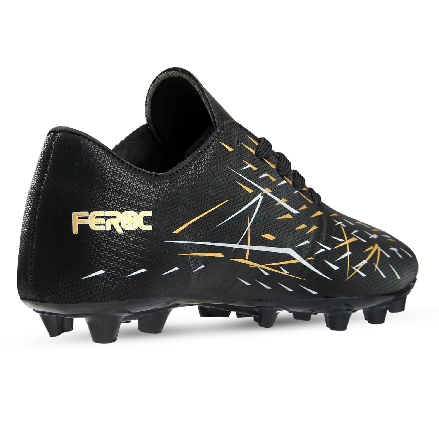 FEROC Football Shoe Wild FIRE (Black Golden, UK Footwear Size System, Adult, Men, Numeric, Medium, 7) 4