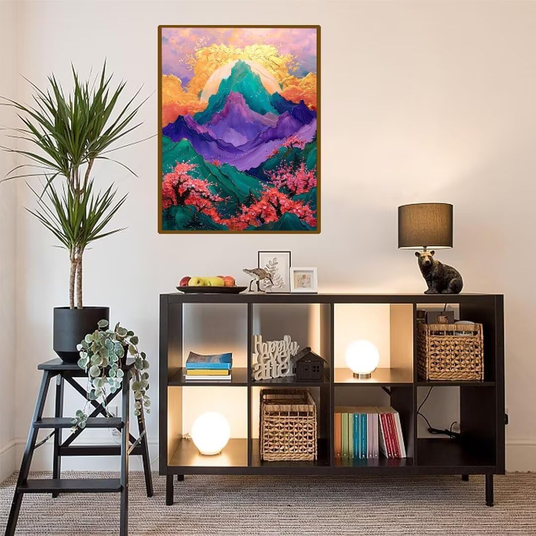Pintura Diamante Color de la montaña Diamond Painting Adultos, Cuadros de Diamantes Niños, DIY en Punto de Cruz Diamante Manualidades Kit, para Regalos Decoración de La Pared Del Hogar 90x120cm t-3794