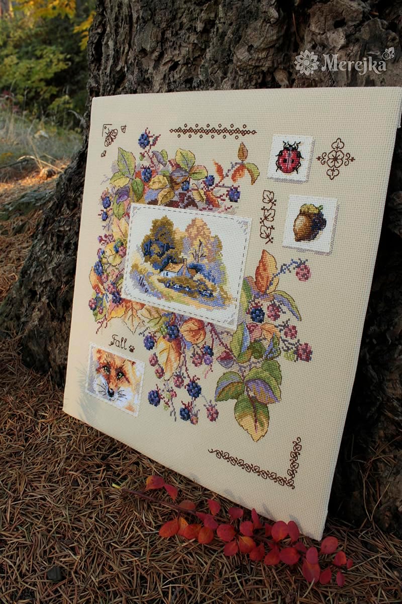秋のサンプラー Merejka Aida 16 クロスステッチキット