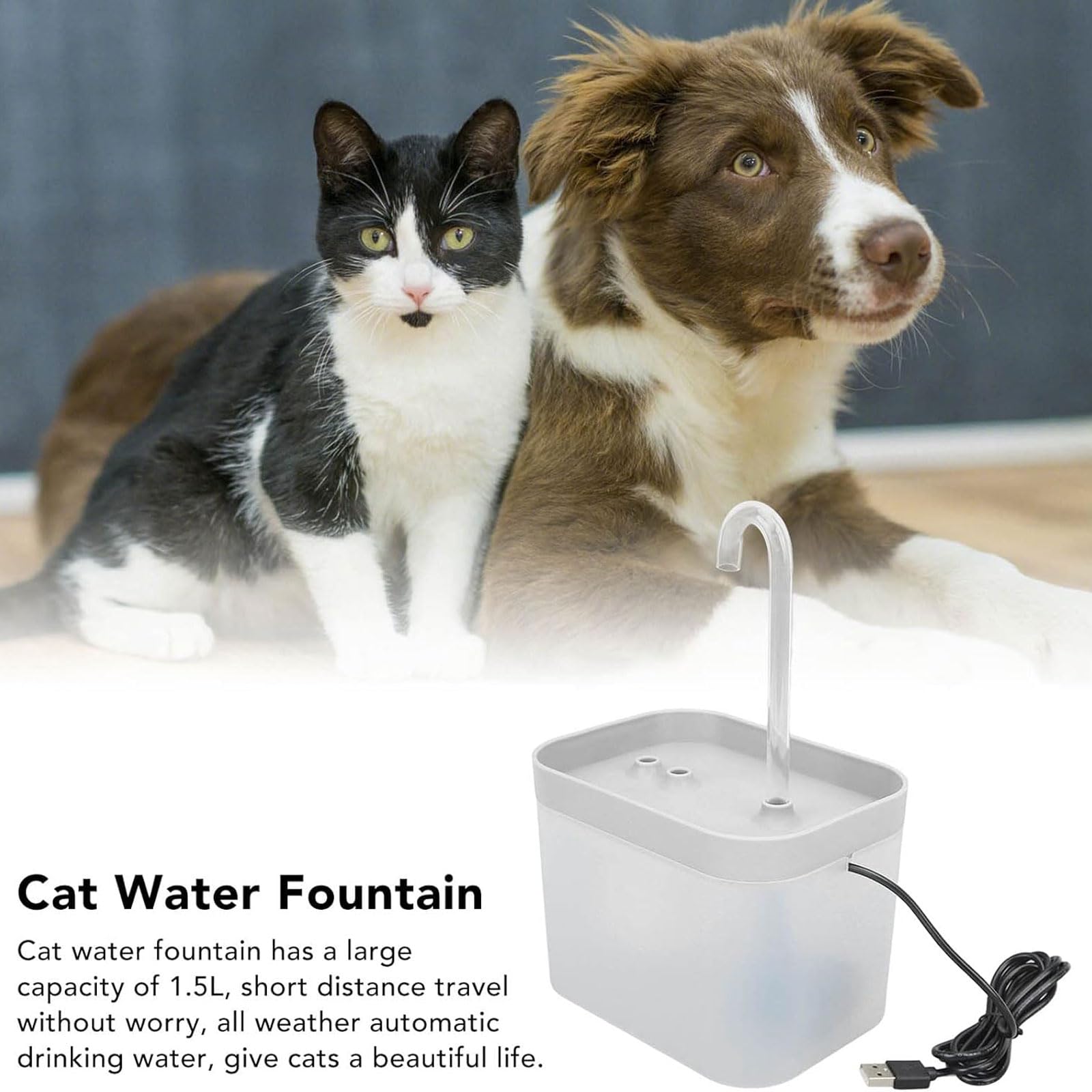 Fontana del gatto Fontana per gatti da 1500 ml Distributore automatico di acqua per animali domestici Fontane per gatti ultra silenziose Fontana per cani per gatti, cani Fontana d'acqua per gatti