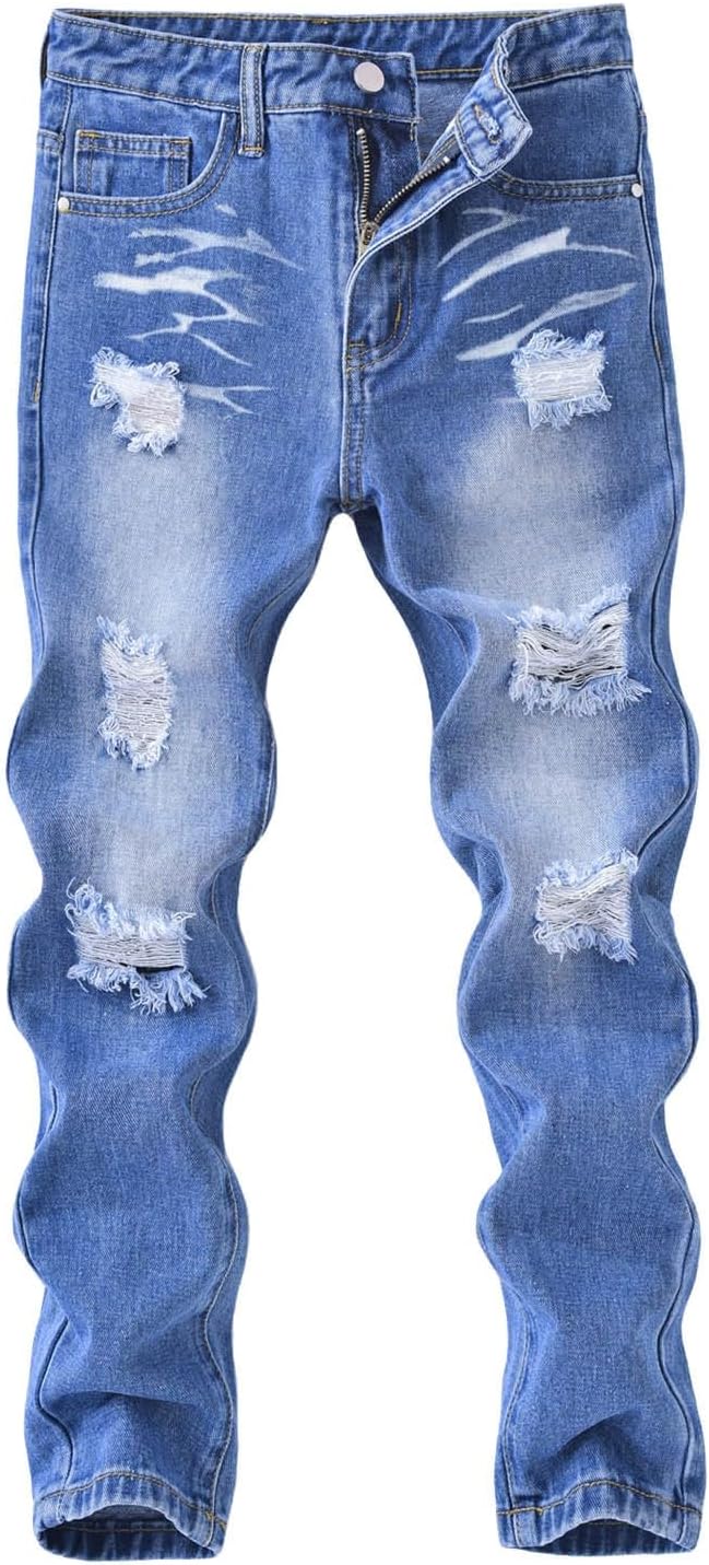 Boys Trousers - Boys' Trousers Boys Distressed Denim Pants Fashionable High Street Casual Trousers For Autumn Winter Teen Lads Joggers Comfortable Long Pants