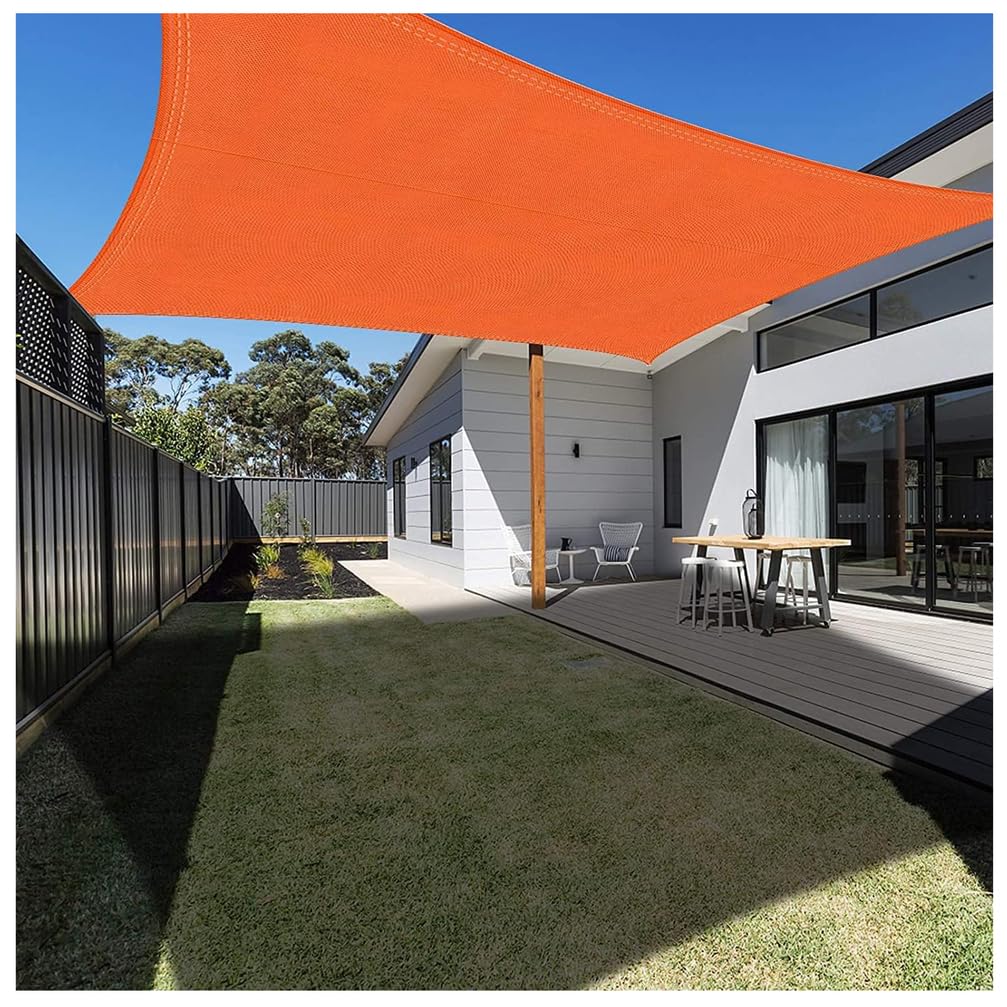 Voile d'ombrage Rectangulaire Imperméable Anti Toile D Ombrage Rectangulaire avec Oeillets pour Patio Terrasse Extérieur Patio Piscine Jardin, Vert Foncé,Orange,3m x 5m