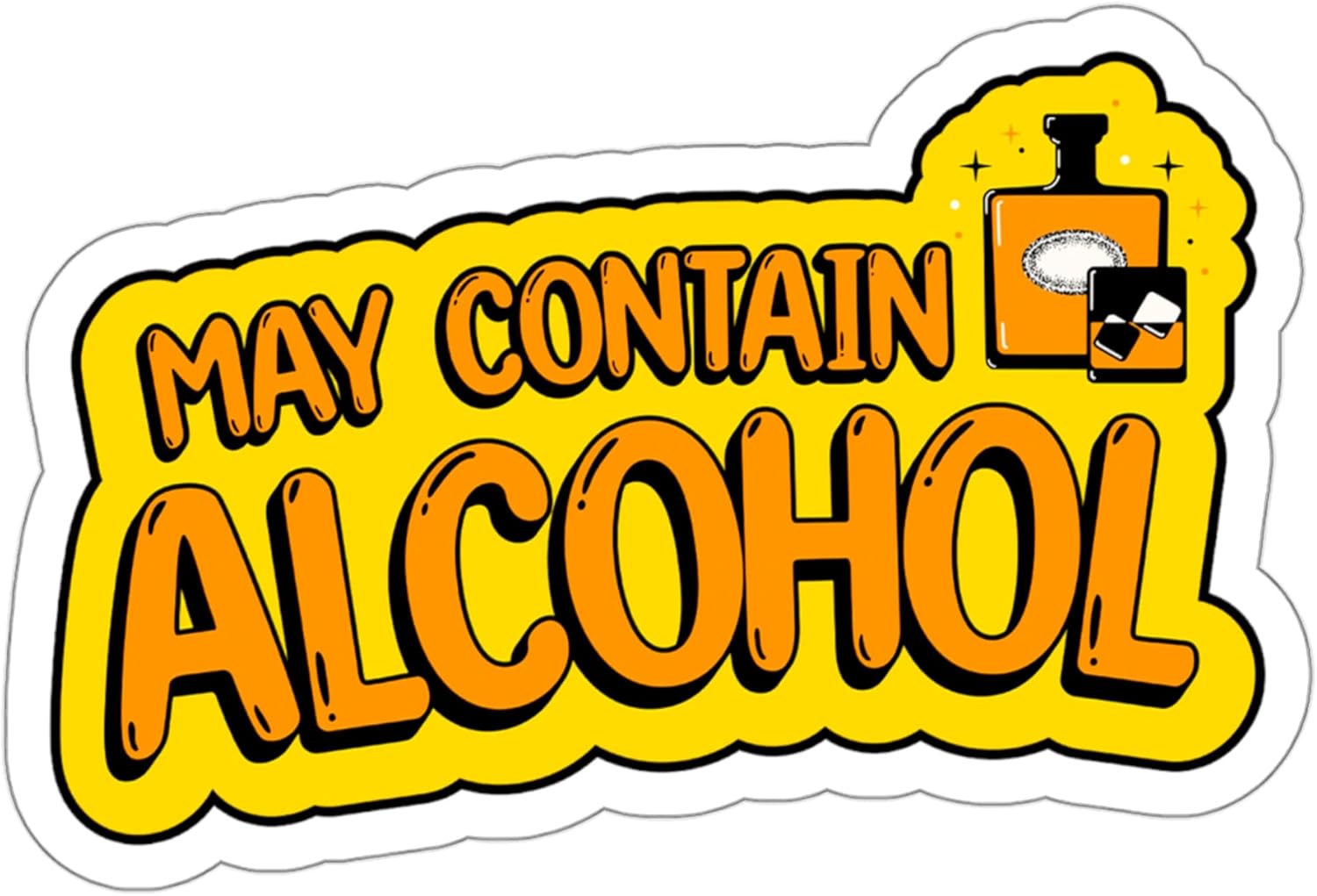 May Contain Alcohol Cooler Drinking Sticker Vinyl Caution