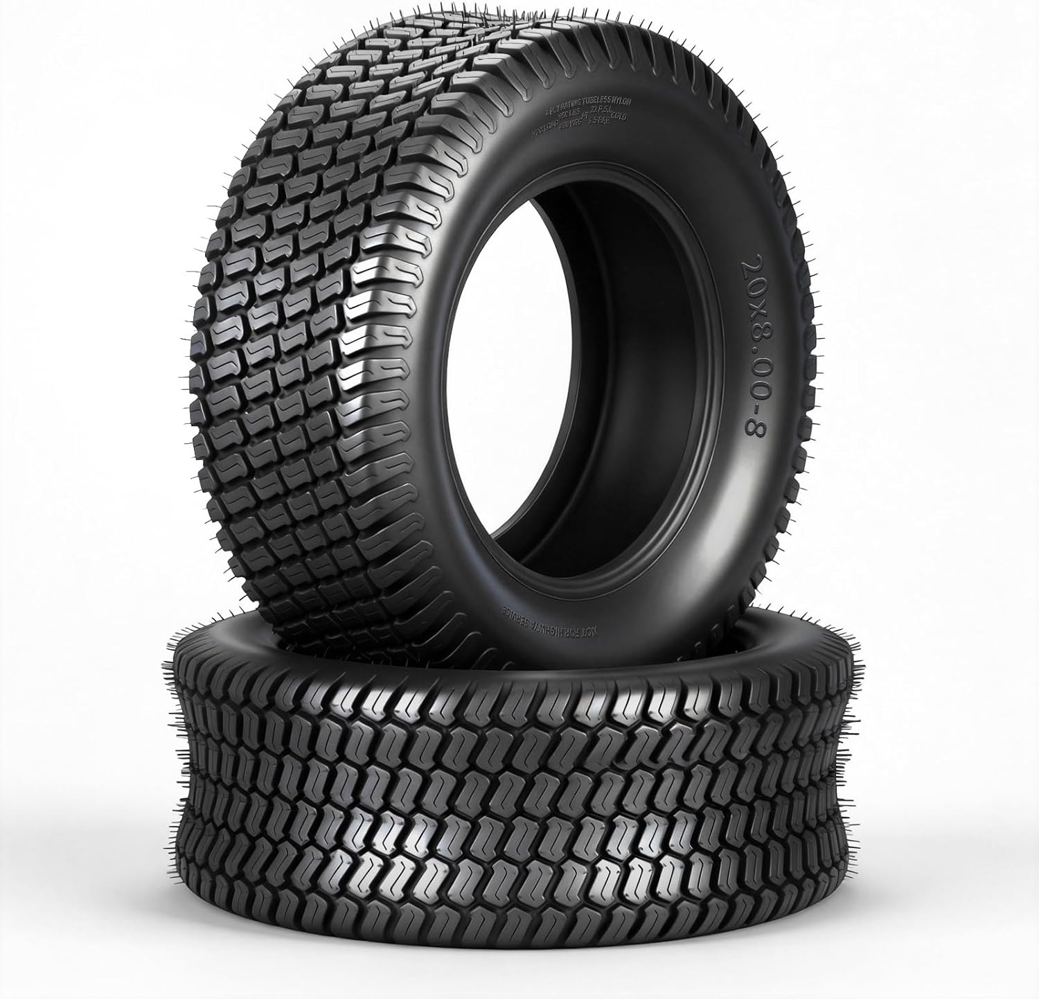 20x8.00-8 Lawn Mower Turf Tires (Set of 2), 4 Ply Turf S Pattern 20x8x8 Tubeless Tires for Lawn & Garden Riding Mower Tractor Golf Cart Utility Vehicles