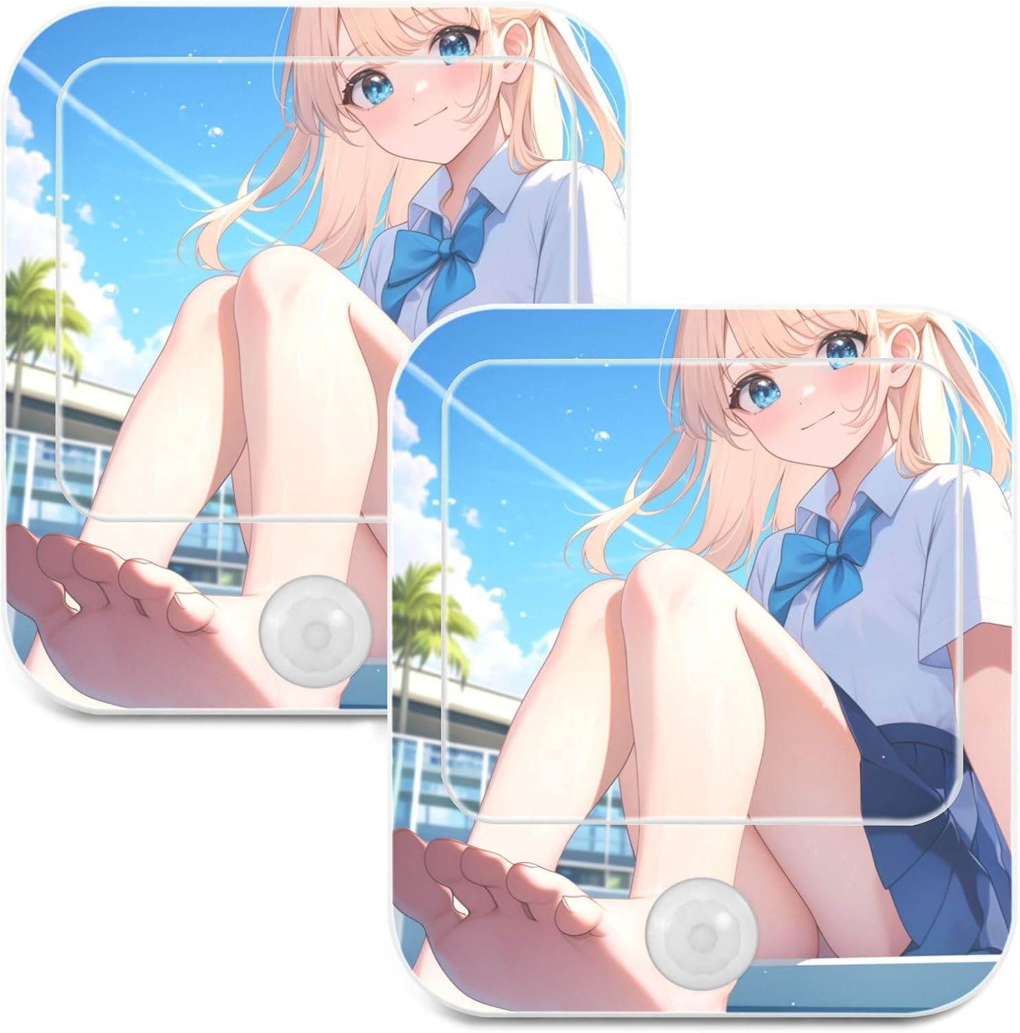 Night Light 2 Pack Plug into wall Dimmable Soft Warm Light 0-50LM led Dusk to Dawn for Nursery Home Decor Gaming Room 2700-3200K Cute Uniform Anime Girl