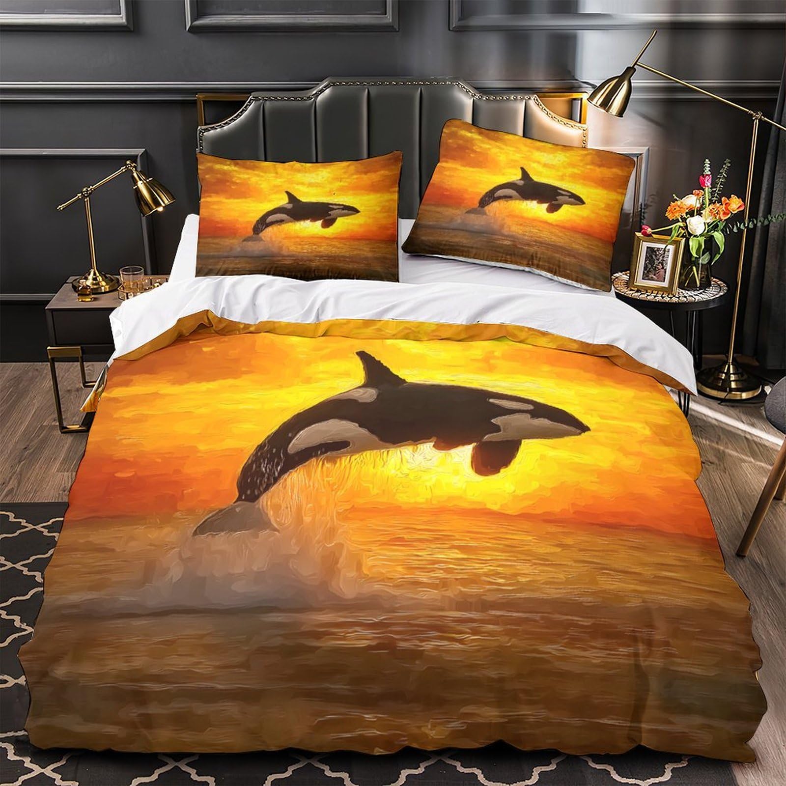Housse de couette hypoallergénique orang-outan parure de lit 200x200 facile à laver