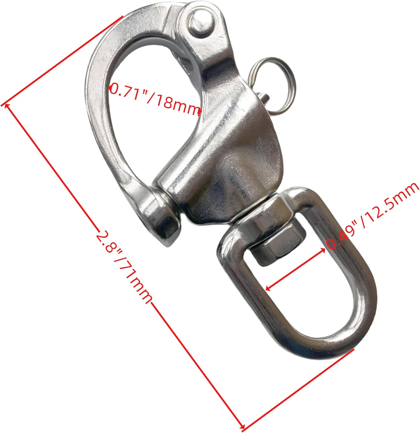Marine Grade 316 Stainless Steel Rotary Shackle Hand Pull Quick Hanging Shackle Spring Buckle for Hoisting Rope Suspension