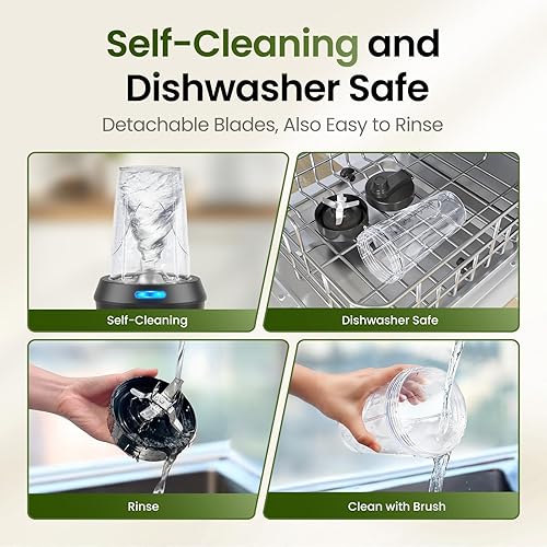 Miniatura 8 de TOPZEE Licuadora personal para batidos, 1000 W, batido de una sola porción con tazas de viaje portátiles de 24 onzas, ideal para batidos de