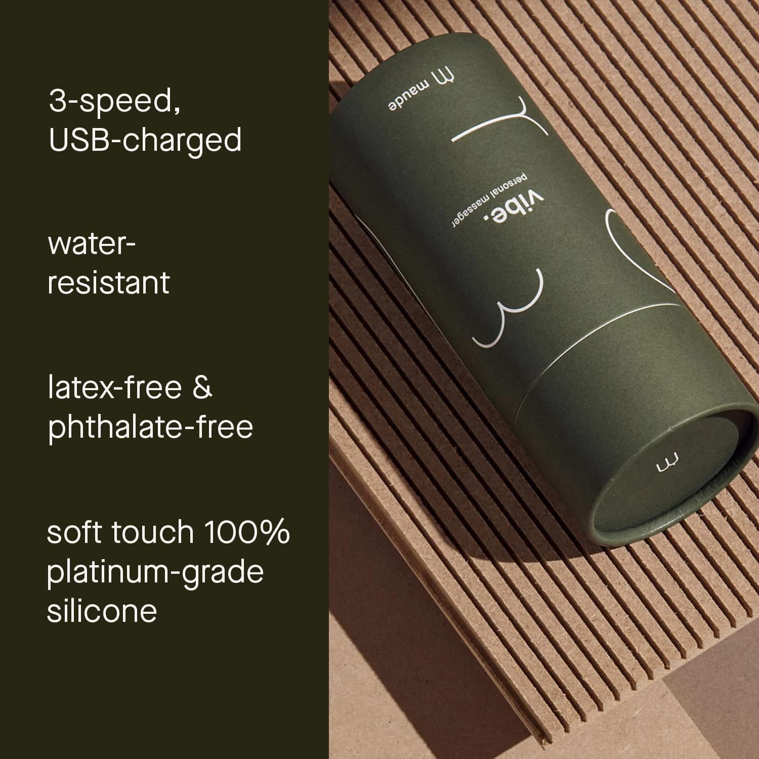 MAUDE Perfect Pair Green Vibe Platinum Grade Silicone Personal Massager + Shine Organic Naturally Hydrating Aloe Vera + Water Based Natural pH Balanced Lubricant (8 oz)