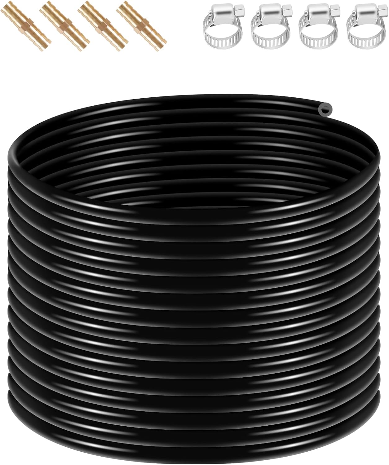 Vohala ⅜ inch Self Sinking Aeration Hose,328 inch Drip Irrigation Tubing with 4 Copper Menders and 4 Stainless Steel Hose Clamps, Air Pump Tubing for Pond Aquaculture and Lake Garden Aeration (656 FT)