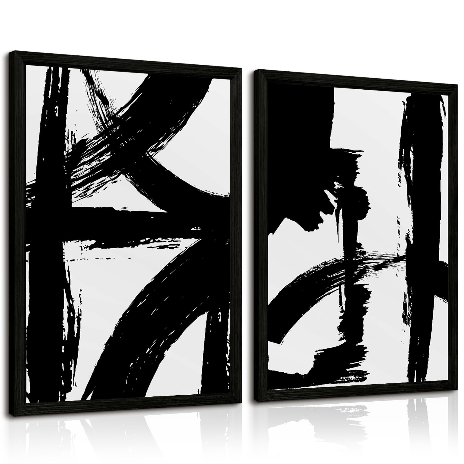 View 1 of 1 pc* Black and White Wall Art Abstract Modern Painting Minimalist Line Canvas Wall Art Decor Black And White Poster Abstract Artwork Prints for Living Room Bedroom 12x16 Inch Wood Framed Set of 2
