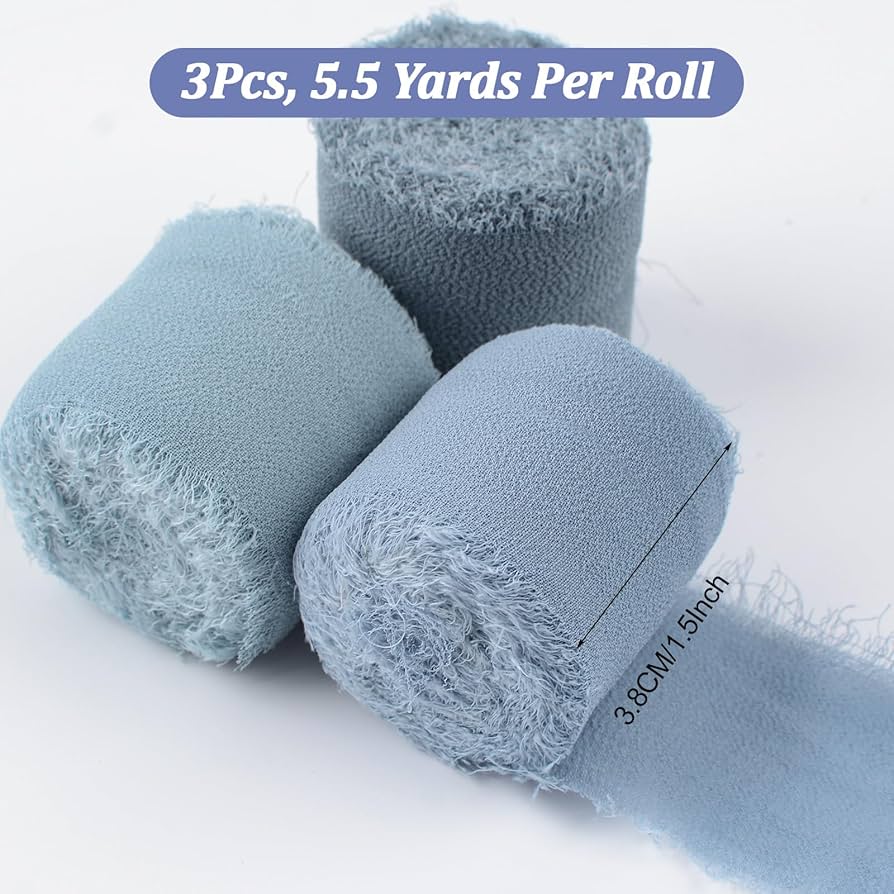 HASUDEI 3 Rouleaux Ruban Mousseline De Soie 3,8cm X 6m Ruban Cadeau Ruban Cadeau Emballage Décoratif Ruban De Tissu Ruban Rose Pour Invitations De Mariage, Décorations De Fête D'anniversaire