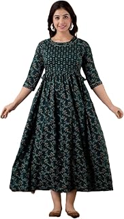 Women's Floral Print Cotton Maxi Maternity Dress, 3/4 Sleeve Price In India