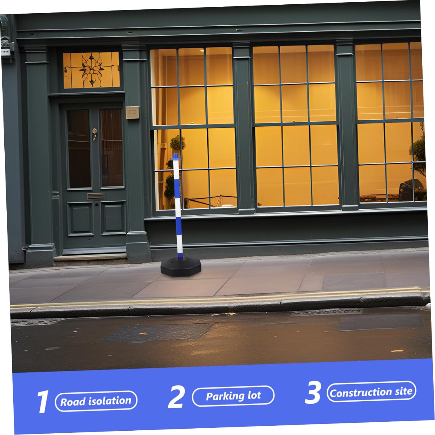 Delineator Post Cone with Water Refillable Base for Enhanced Stability Portable Traffic Safety Cone with Reflective Collar for Road Construction and Parking Management