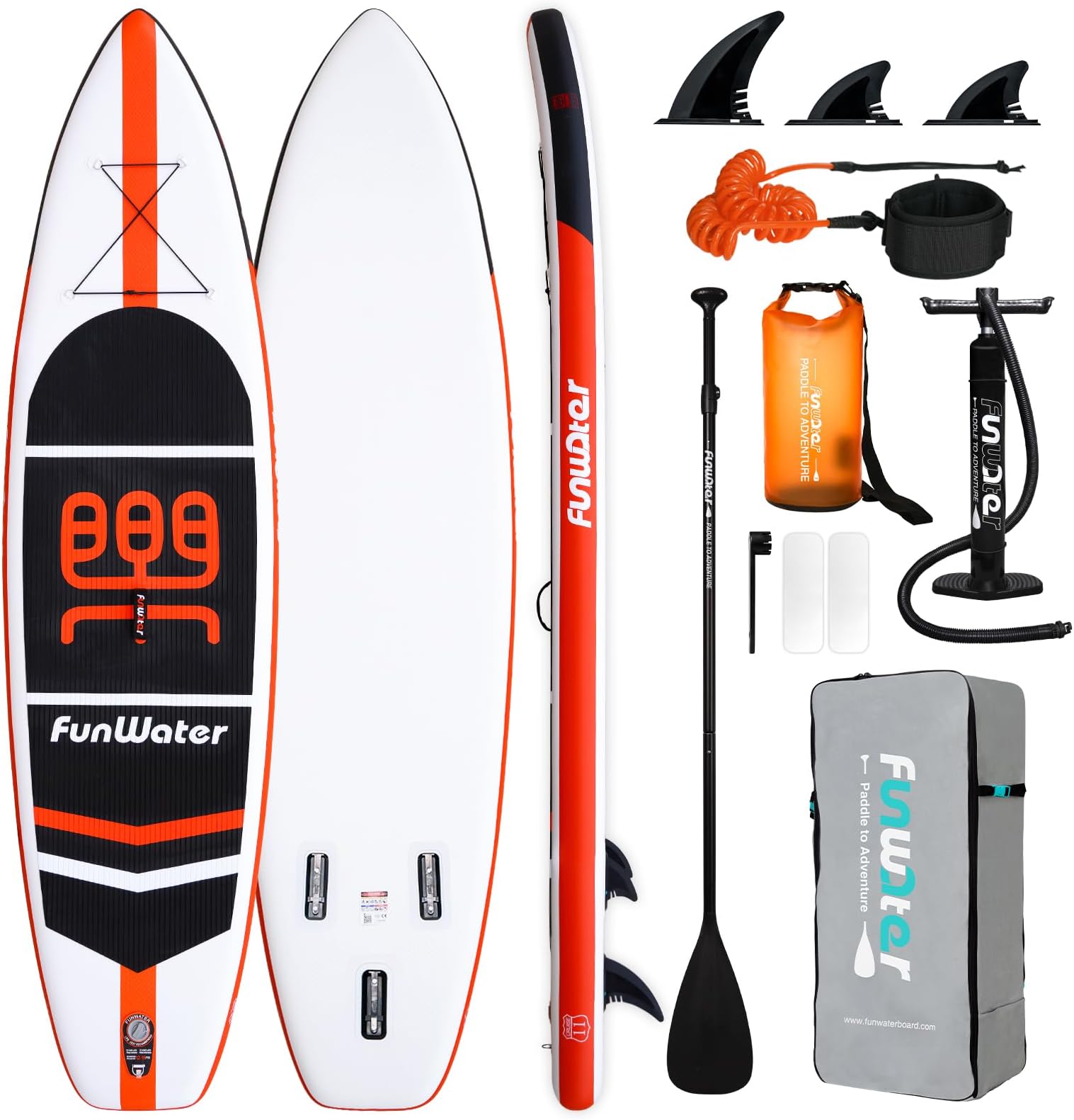 FunWater Inflatable Stand Up Paddle Board Ultra-Light PaddleBoards with SUP,3 Fins,Adj Paddle,Pump,Backpack,Leash