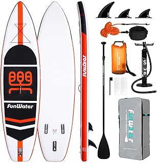 FunWater 10'6"–11'6" SUP Board, aufblasbares Stand-Up Paddle Board für alle Könnensstufen, ideal für Einsteiger & Familien, mit Anti-Rutsch Eva-Deck, Paddel, Pumpe & komplettem Zubehör