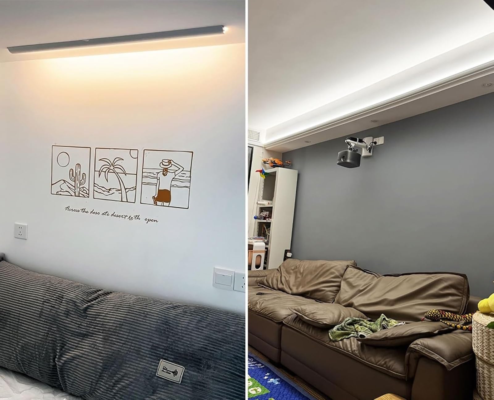 Taza de luz LED Canaleta LED empotrada en Superficie, Canaleta LED de Aluminio Impermeable para baño/Cocina/Oficina, Canaleta de Techo para iluminación indirecta(2m/6.6ft)