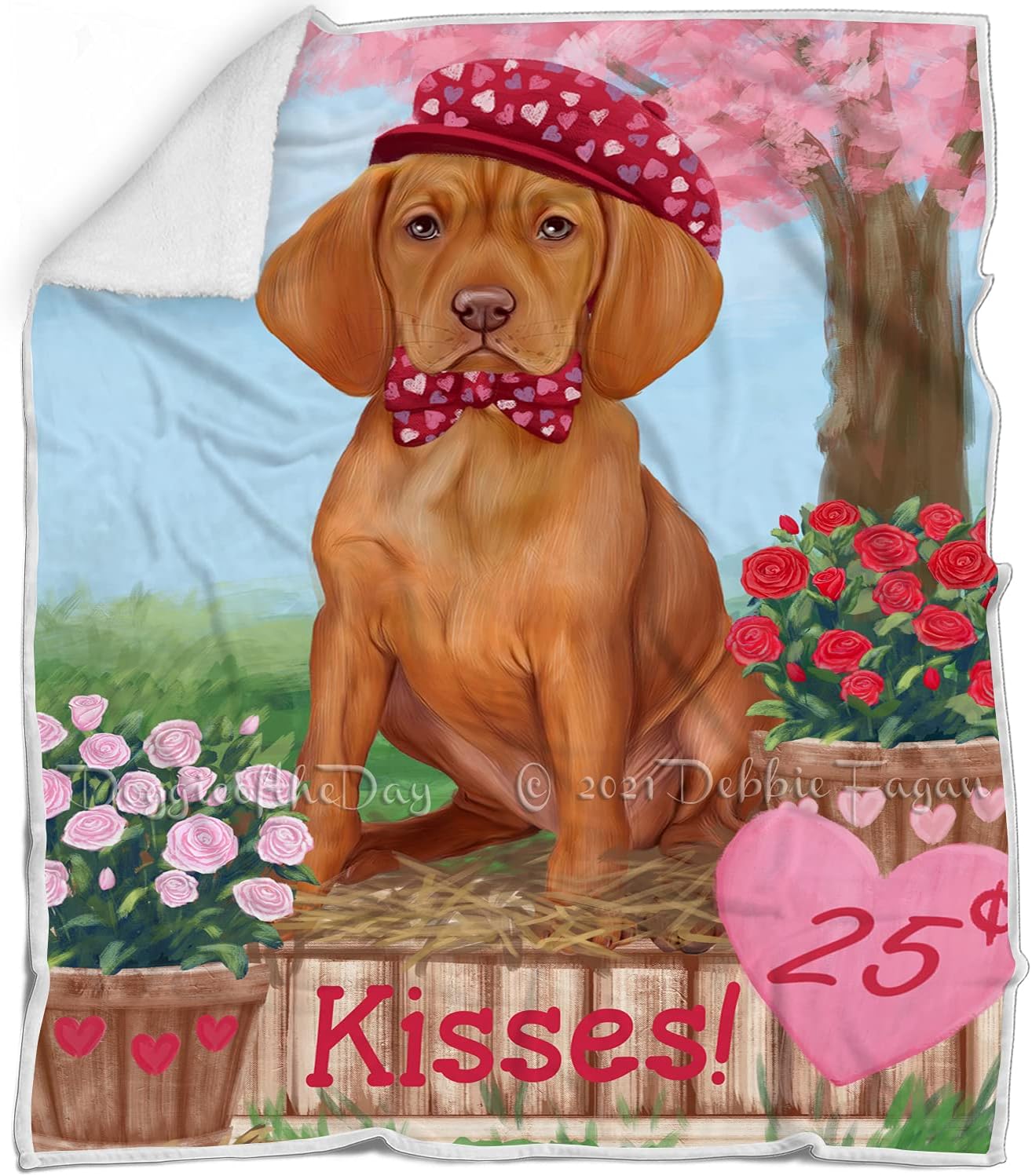 Rosie 25 Cent Kisses Vizsla Dog Blanket - Lightweight Soft Cozy and Durable Bed Blanket - Animal Theme Fuzzy Blanket for Sofa Couch BLNKT61921 (50x60 Woven)
