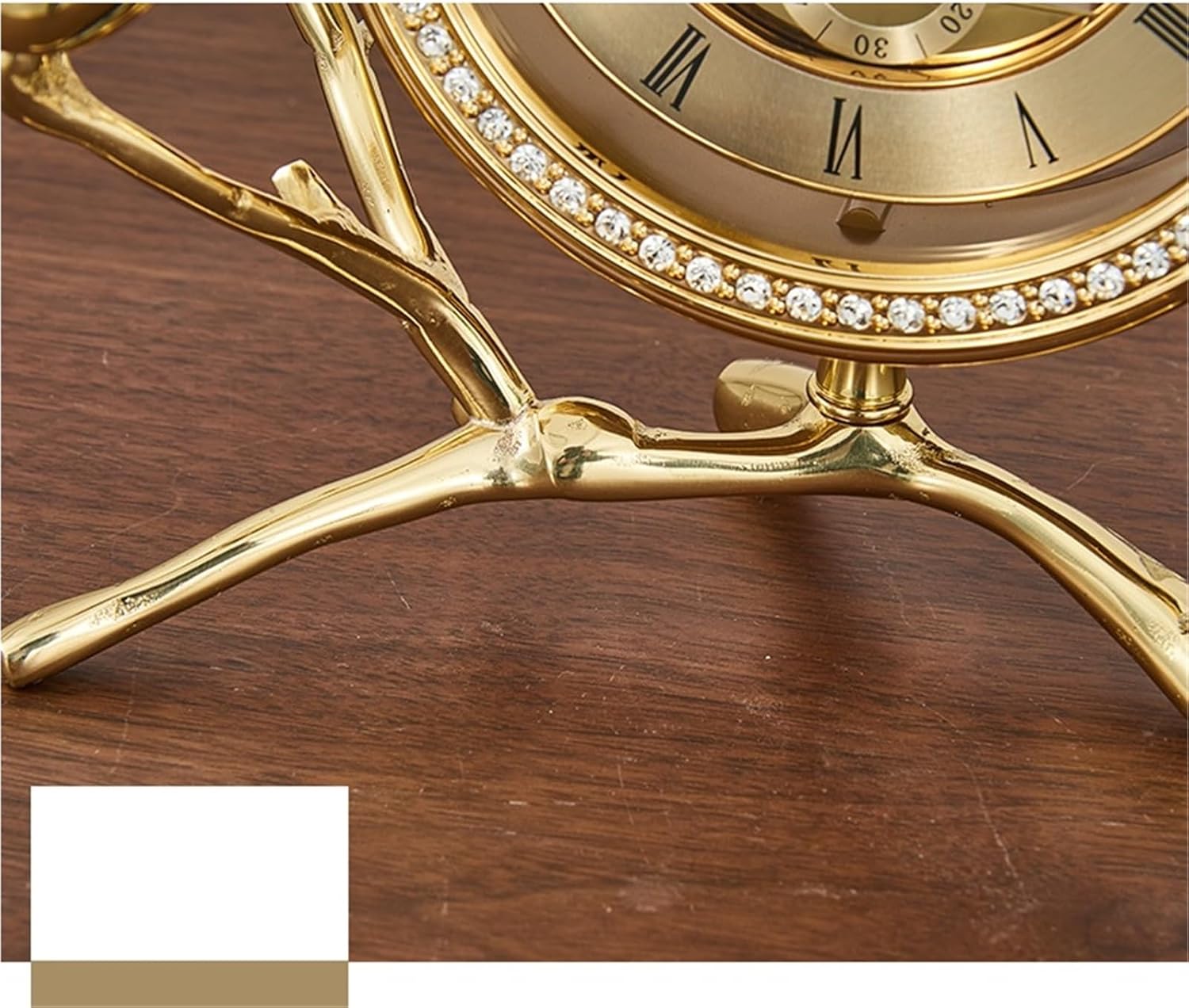 Mantel Clock Desk Clock Creative Copper Table Clock Living Room Table Clock Bird Copper Clock Home Decoration Table Clock for Mantlepiece (Gold 21.5x18.5cm)