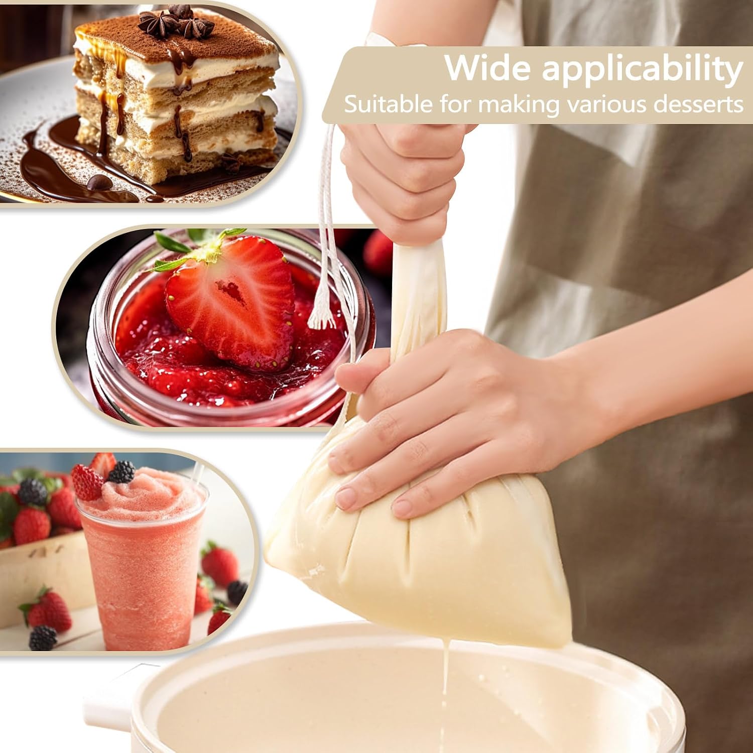 12 Pieces Milk Nut Bag Strainer 9" x 11", Reusable Cheese Cloth Bag for Straining Fruit Juice, Fine Mesh Food Cloth Strainer Filter for Cream Cold Brew Coffee Butter Yogurt Tea Tofu (25x30cm)