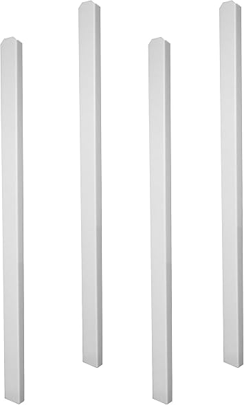 58in H x 3.35in W 4 Posts per Box Zippity Outdoor Shower Kit Extension Posts, Mount Your Shower Enclosure/Beach Rinse Area/Changing Room Into The Ground with These White Vinyl Supports, ZP19012 | 4 Posts per Box, Mount Into Ground, Vinyl Supports, ZP19012