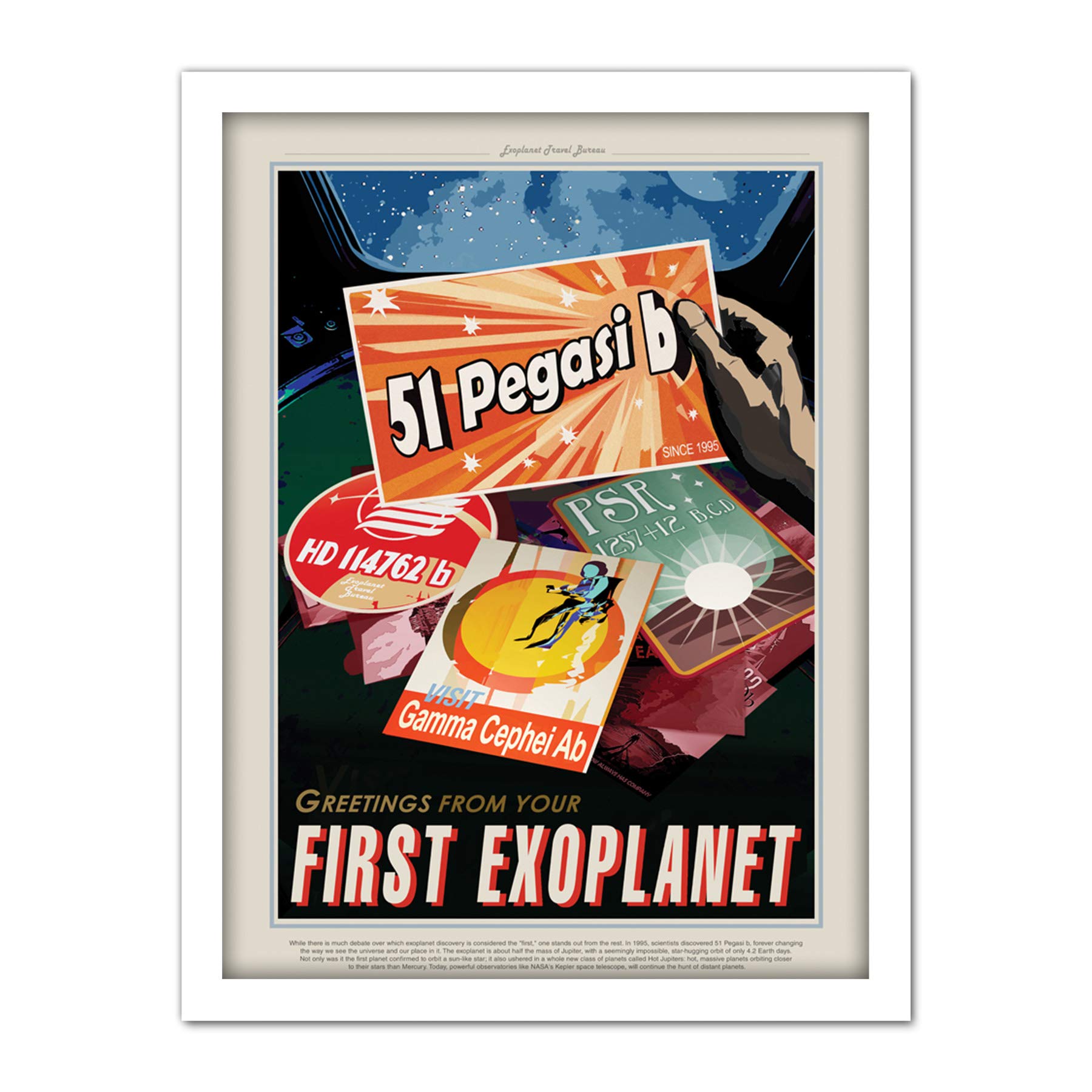 51 Pegasi b First Exoplanet NASA Space Tours Travel Artwork Framed Wall Art Print 18X24 Inch