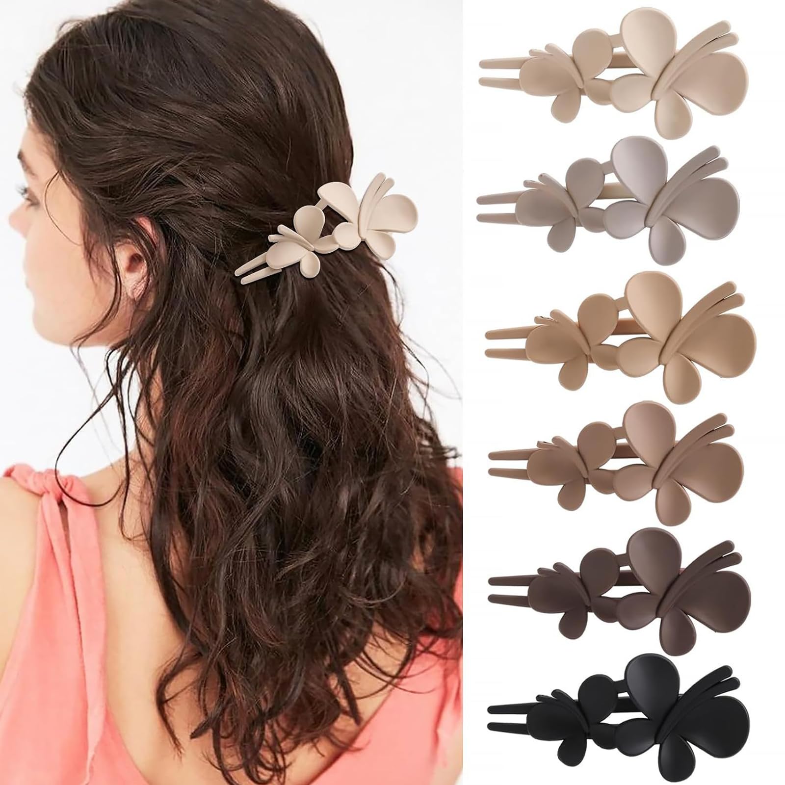6PCS Flower Hair Claw Clips Non-Slip Matte Flower Hair Clips for Women Cute Hair Clips, Hawaiian Hair Flower Clip Large Plumeria Hair Clip Strong Hold