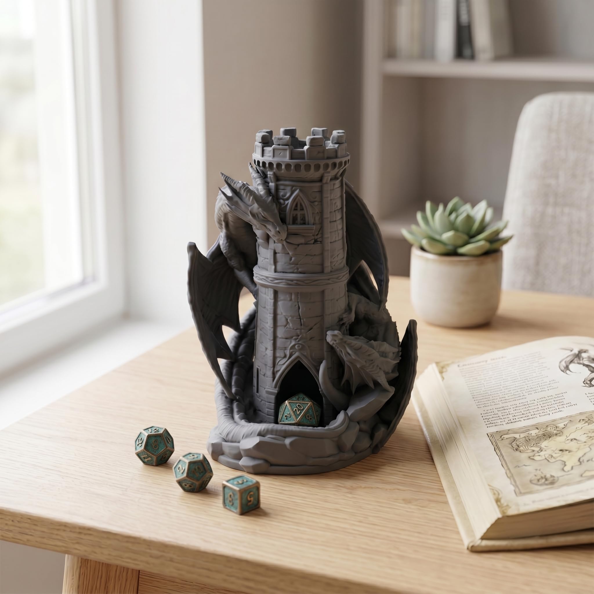 Drachen Würfelturm für Würfel bis 25mm | DND Dragon Dice Tower Made in Germany | Tabletop Rollenspiel Pen & Paper DSA Fantasy Deko | unbemalt zum Bemalen | Geschenkidee Spielleiter