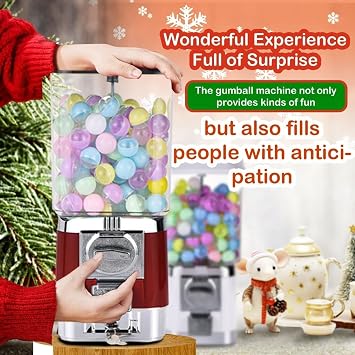Candy Vending Machines,Coin Operated Bubble Gum Machine,200 Empty Balls, 100 Stainless Steel Tokens,Coin Operated Gumball Bank for Toy Capsules Bouncy Balls Candy,for Game Stores(Silver)