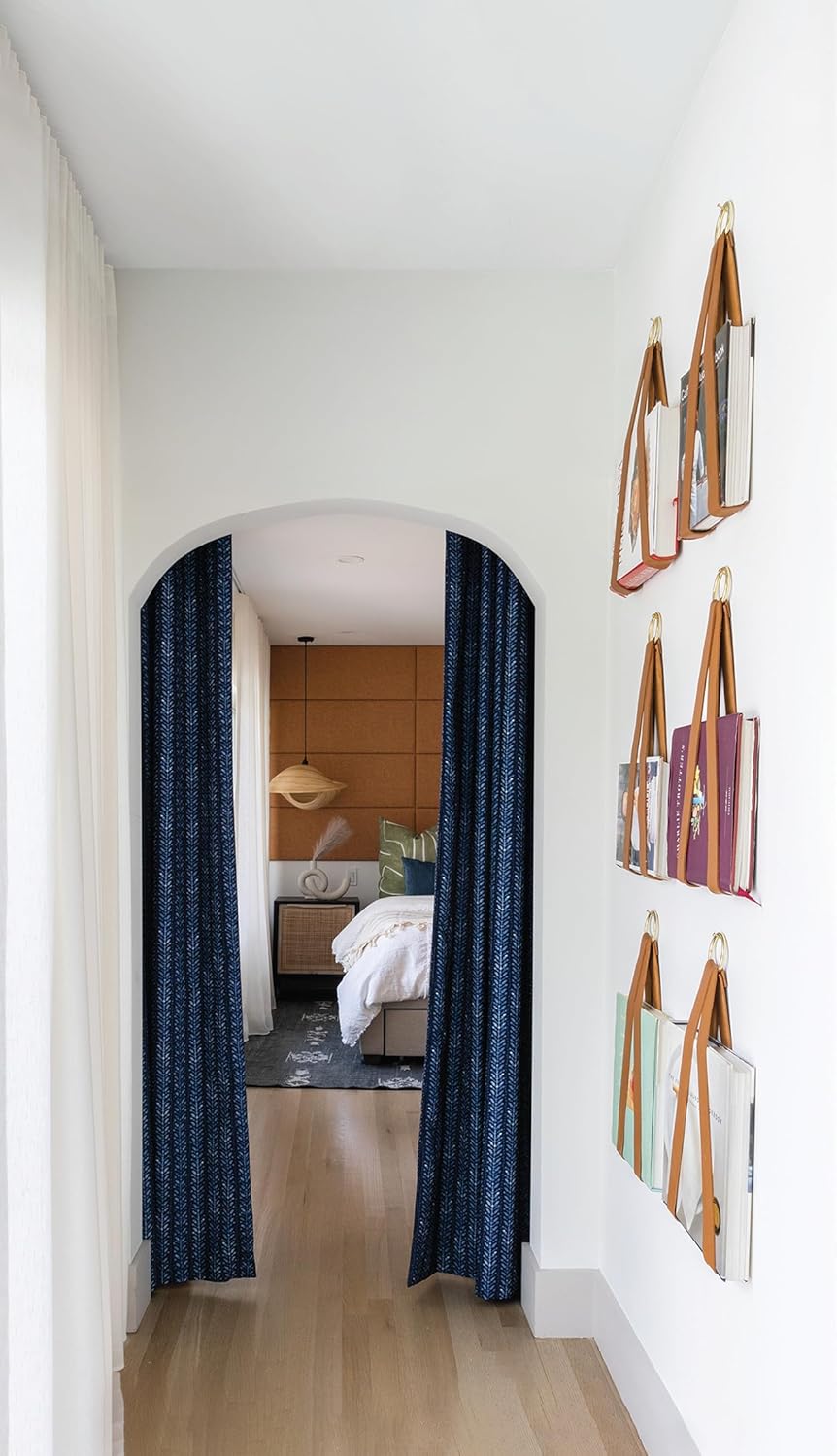 KEYAIIRA - Leather Hanging File Holder - File Storage Organizer Wall Hung Magazine Rack File Holder for Wall Organization Office Decor Storage Strap Mail Wall Mount, Vinyl Record, Media Storage