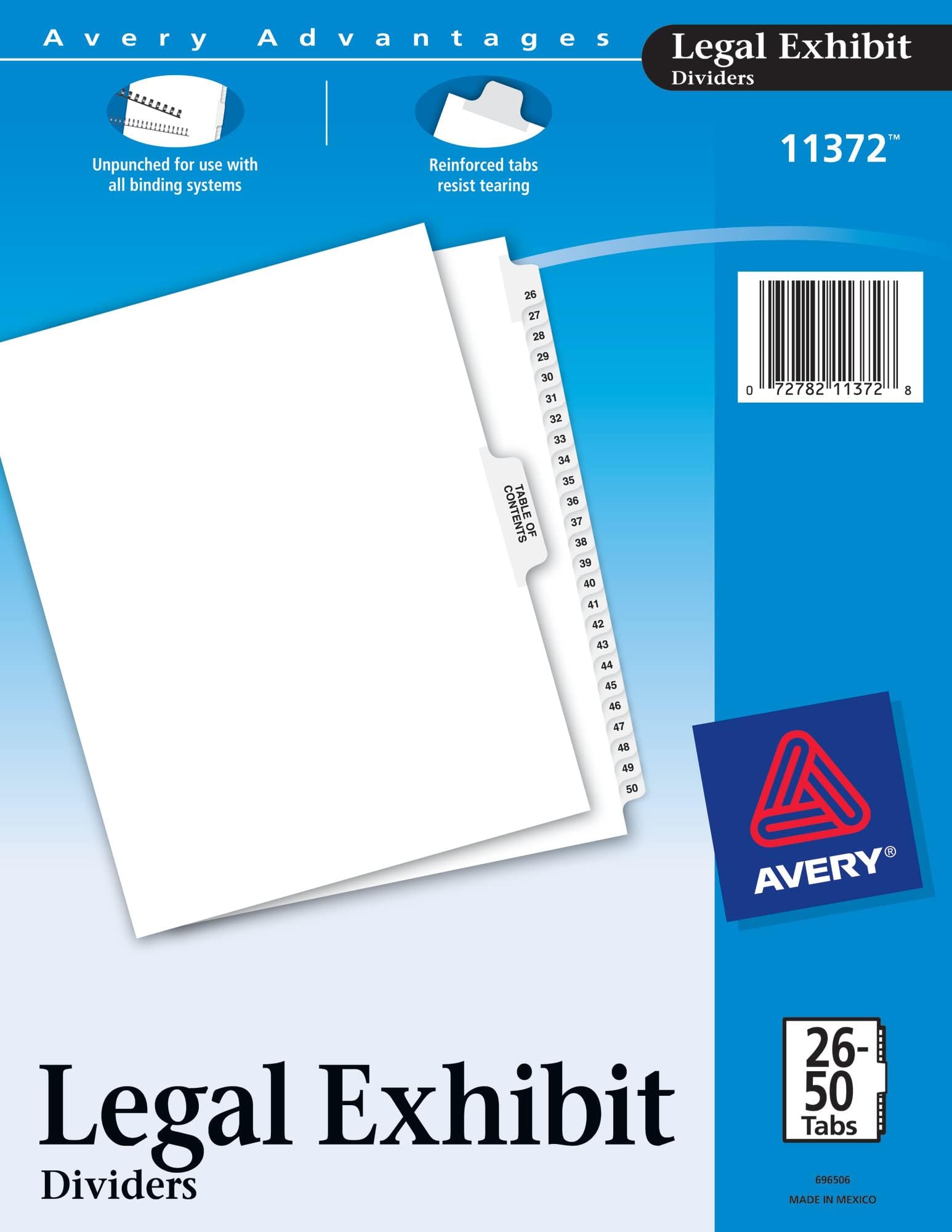 Amazon.com : Avery 1-25 Legal Exhibit Dividers for 3 Ring Binders, 25 ...