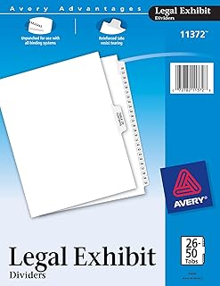 Avery Premium Collated Legal Exhibit Divider Set, Avery Style, 26-50 and Table of Contents, Side Tab, 8.5 x 11 Inches, 1 Set (11372)