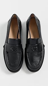 Amazon | Coach レディース Leah ローファー, ブラックレザー, 22.0 cm