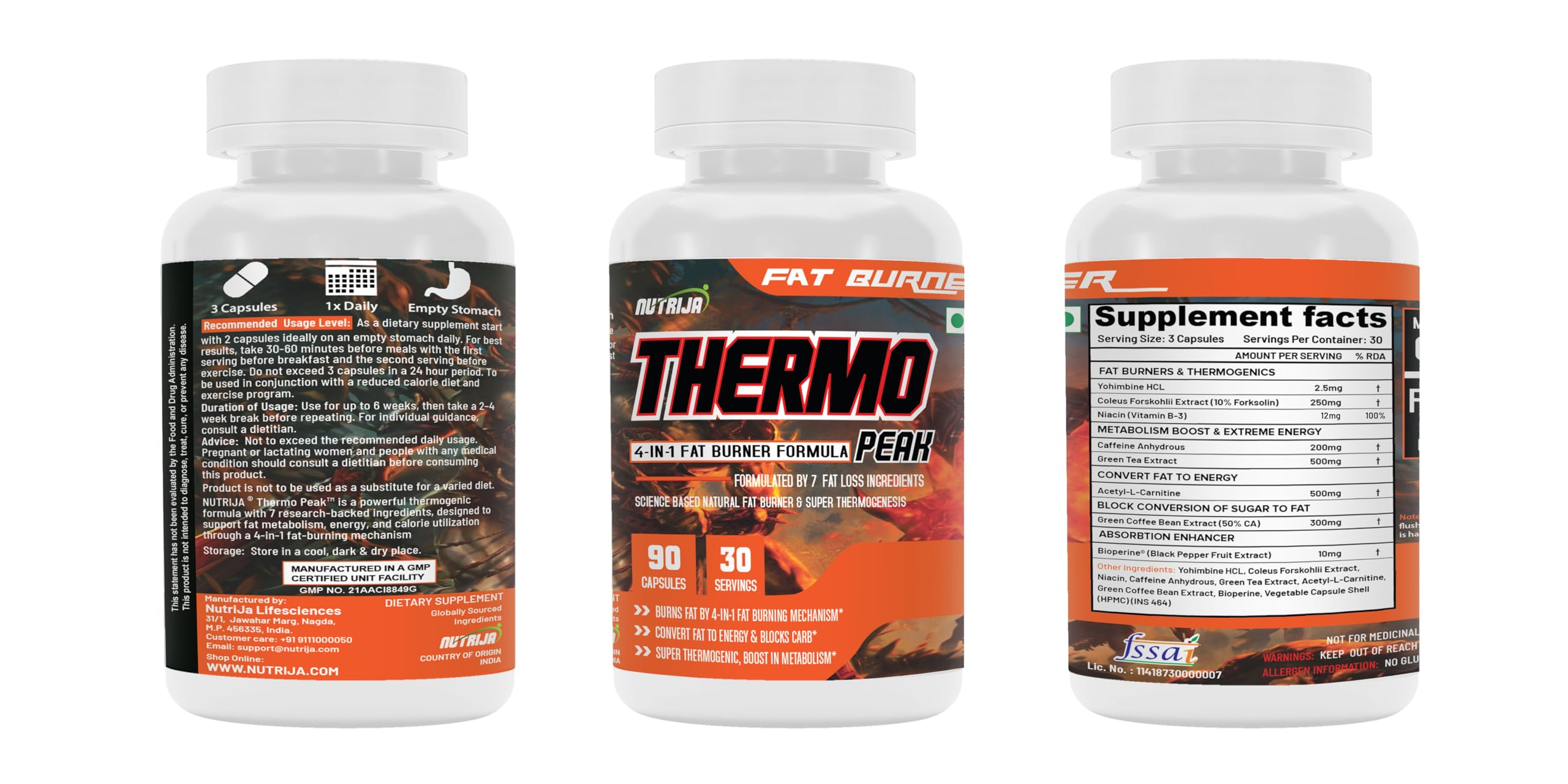 NutriJa Thermo Peak 90 Capsules | Thermogenic Herbal Blend with Caffeine, Green Tea Extract, Green Coffee Bean & Acetyl L-Carnitine | 30 Servings — Amazon image 4