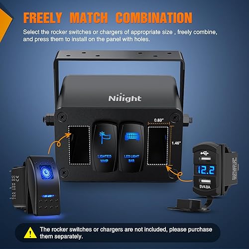 Vista 167 de Nilight Panel de interruptor basculante de 4 bandas, 5 pines de encendido y apagado, soporte de aluminio de 12 V, 24 V, interruptores Verde
