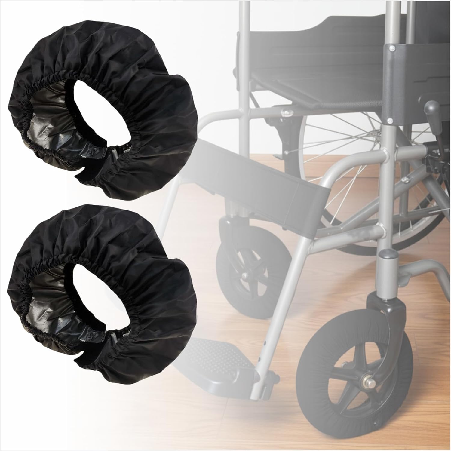 Wheelchair Caster Tire Covers 8 Inch, Anti-Slip Front Wheel Sleeves, Protect Floors and Carpets, Wheelchair Replacement Accessories, 2 Pcs