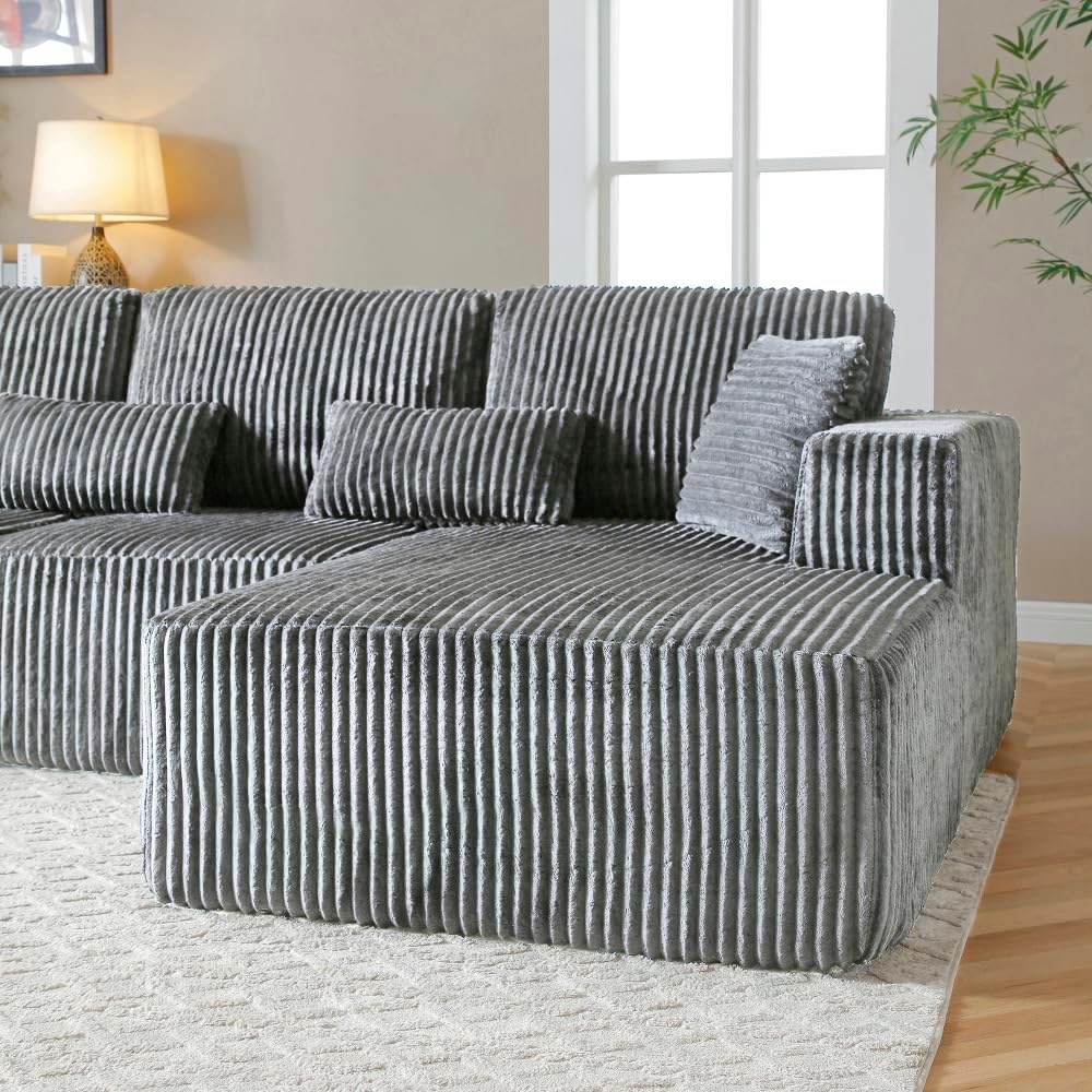 Modular Sectional Sofa, Cloud Sectional Couch with Deep Seat, Modern Modular L-Shape Sofa Couch with Right Chaise,Upholstered Couches for Living Room Bedroom,No Assembly