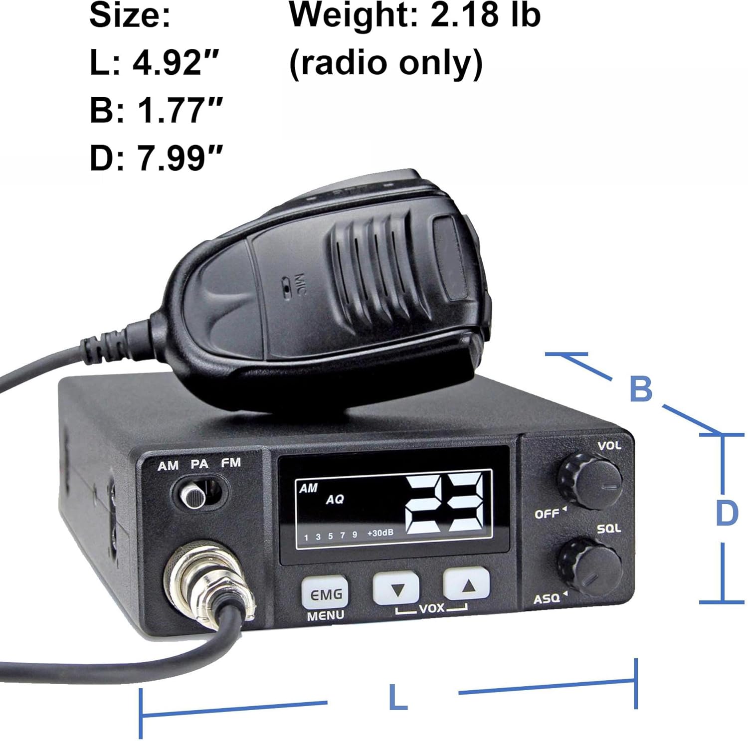 Mini CB Radio with Antenna Combo Kit for Truckers, AT-505PRO 40-Channel Long Range Two-Way Radio w/VOX, PA System