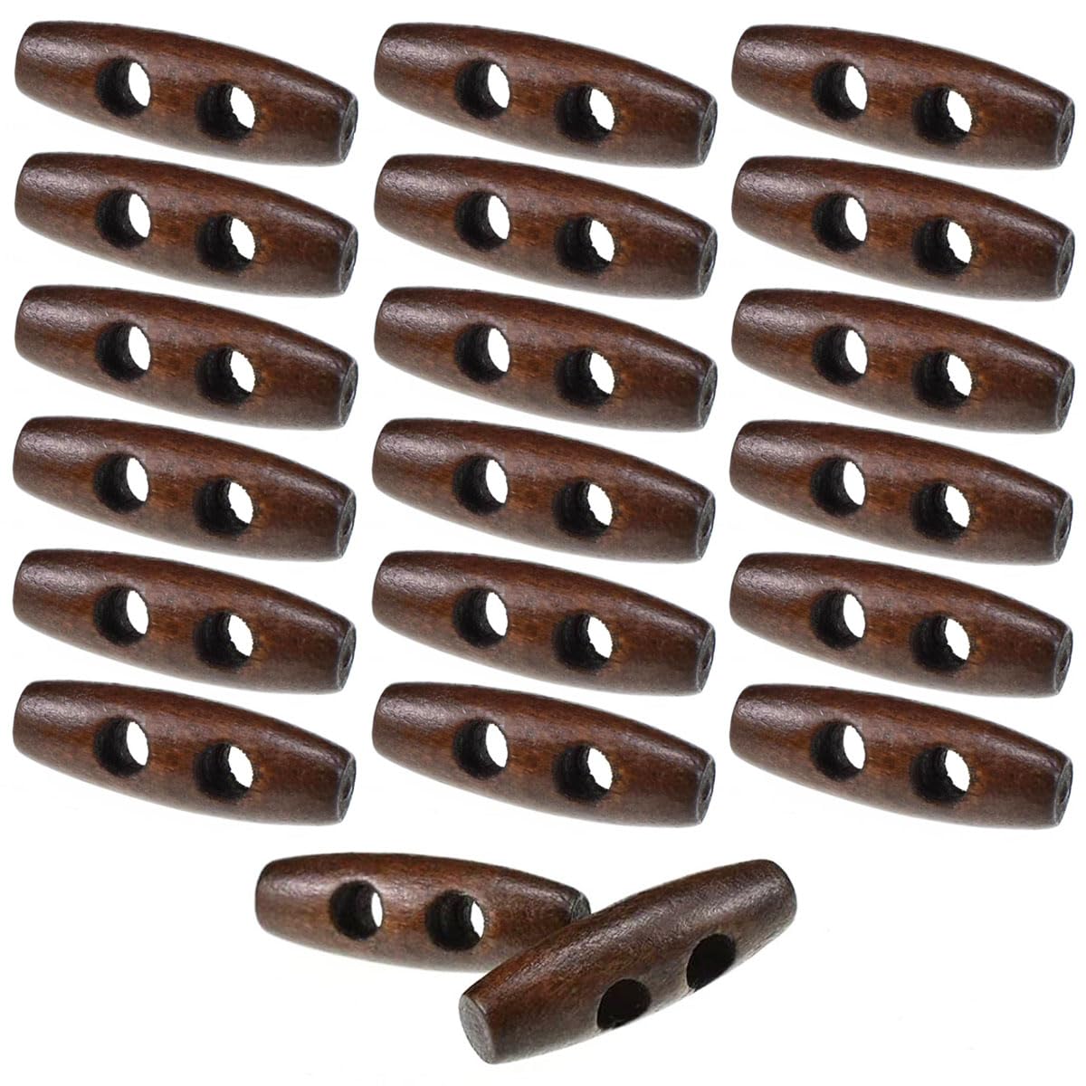 20pcs Toggles Buttons - 40mm Dark Wooden Toggle Buttons for Sewing, Knitting & Crafts