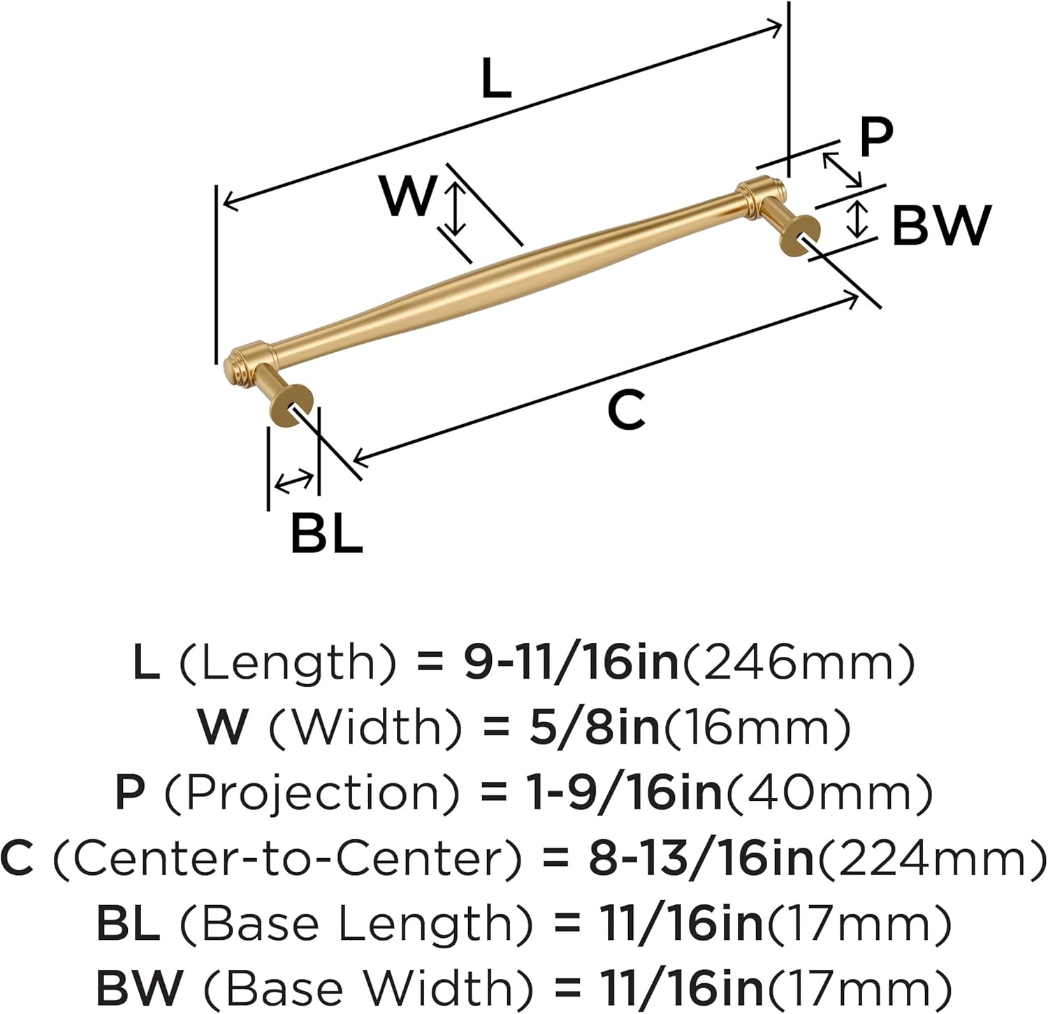 Amerock Enlivity 8-13/16 inch (224mm) Center-to-Center Champagne Bronze Cabinet Pull, BP37726CZ