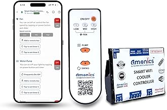 Amonics® Smart Cooler Remote Control Kit For Air Cooler Control with App, IR Remote & Alexa/Google Home - Retrofit Design, Only Supported 3-Pole (4-Wire) Fan Motor, Fan Speed, Swing & Humidity Control