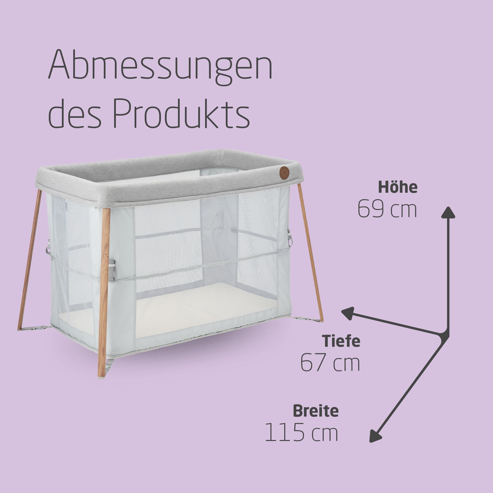 Maxi-Cosi Iris 2-in-1-Reisebett Baby, 0 – 3 Jahre, bis zu 15 kg, kompaktes Reisebettchen, 2 Schlafebenen, faltbar, Schaumstoffmatratzen, Seitenteile aus Netzmaterial, Reisetasche, Essential Grey