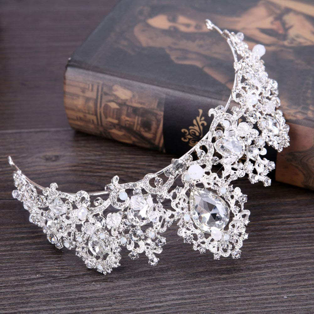 Dames Kroon,Elegante Vintage Kristal Zilveren Bruids Hoofdband Prinses Tiara Meisjes Delicate Bruid Bruiloft Pageant Verjaardagsfeestje Prom Haar Accessorie