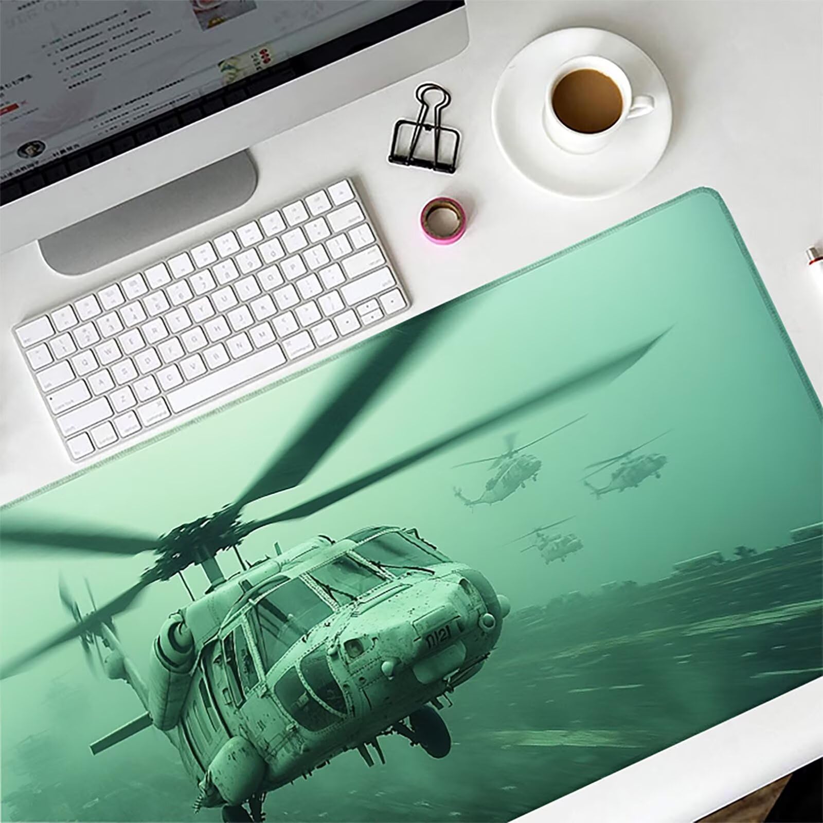 Tappetino Mouse Aereo, Tappetino Mouse XXL 1500x800x3mm, Mousepad Gaming Accessori Scrivania, Sottomano Scrivania con Base in Gomma Antiscivolo, Ufficio Accessori, per Ufficio, Gaming, Verde 5-2941